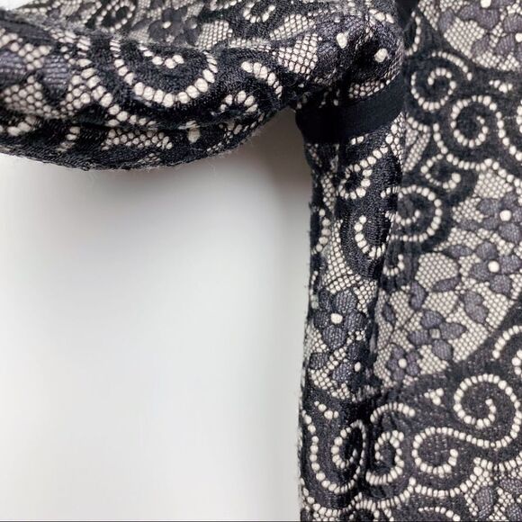 Ann Taylor Black Lace & Cream Structured Long Sleeve Sweatshirt Top S - Picture 8 of 10